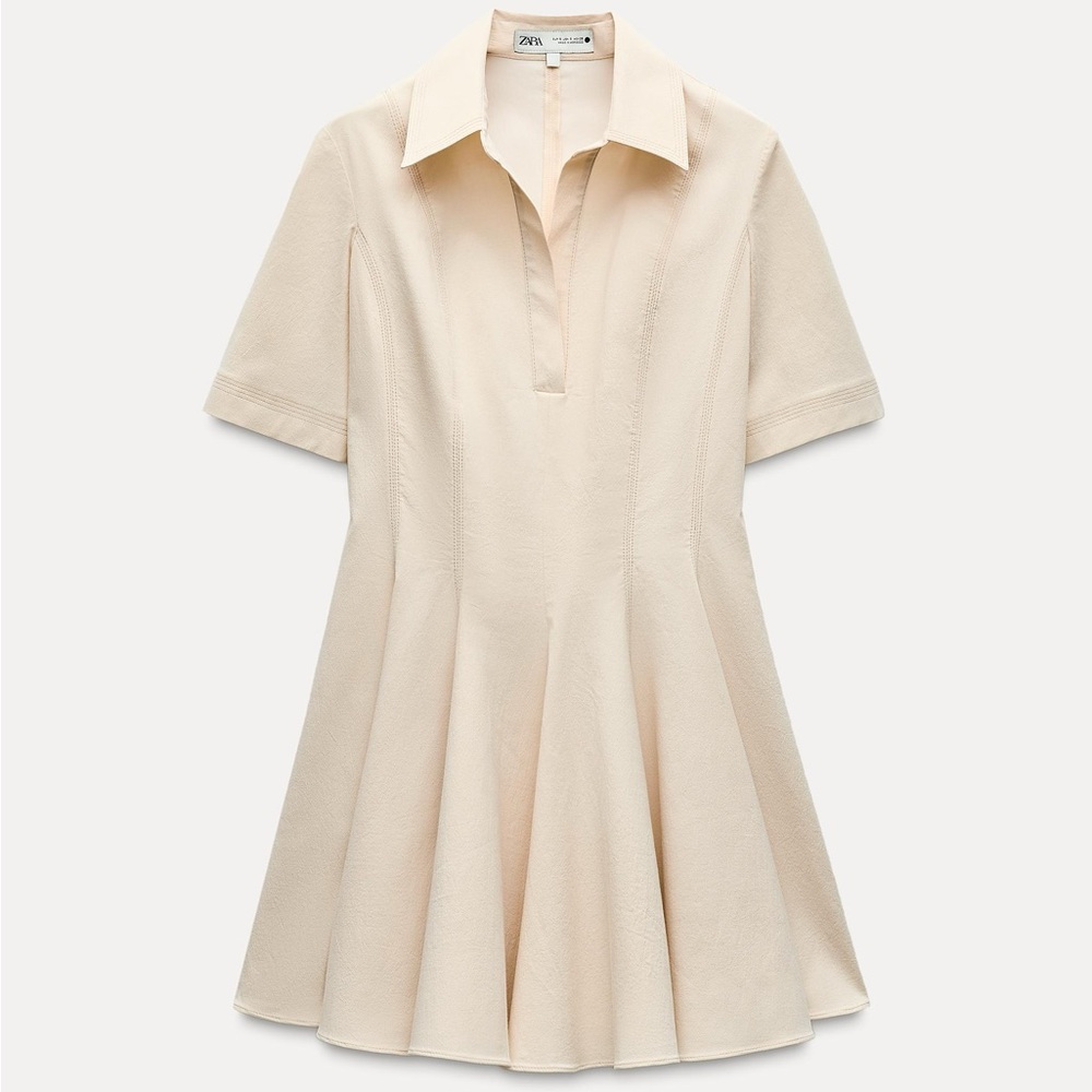 ZARA Polo Neck Topstitch Dress - XS